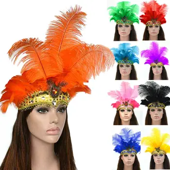 

Merry Christmas Feather Headbands Women Halloween Festival DIY Accessories Vacation Cocktail Carnival Feather Headdress Headwear