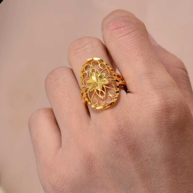 Африканское кольцо с цветами дубая для женщин и девушек золотые арабские