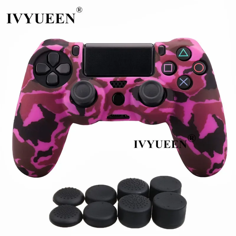Силиконовый защитный чехол IVYUEEN для sony Dualshock 4 PS4 DS4 Pro Slim с 8 аналоговыми джойстиками - Цвет: Rose Red Camo