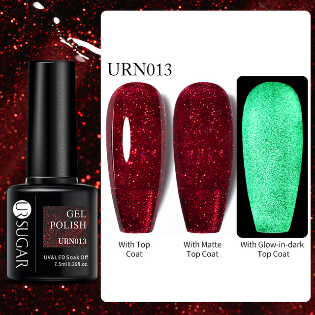 SUGAR Luminous Gel Top Coat Semi Permanent Glow In Dark Fluorescent Soak Off UV LED Color Gel Nail Varnish Nails for Manicure