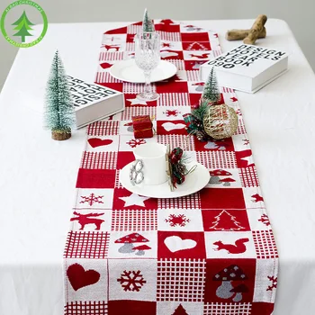 

New Christmas Decorations Creative Christmas Elk Printing Table Runner Christmas Table Decoration Supplies christmas decorations