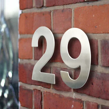 

15cm House Number Sign #0-9 Huisnummer Outdoor Silver 6 inch.Door Numbers Plate Home Address Signage Numeros Casa Exterior Big
