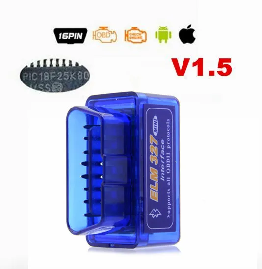 Blue V1.5 PIC18F25K80 оригинальная прошивка 1,5 ELM327 OBD2 Bluetooth диагностический интерфейс ELM 327 V1.5 сканер для безопасности автомобиля - Цвет: Blue V1.5