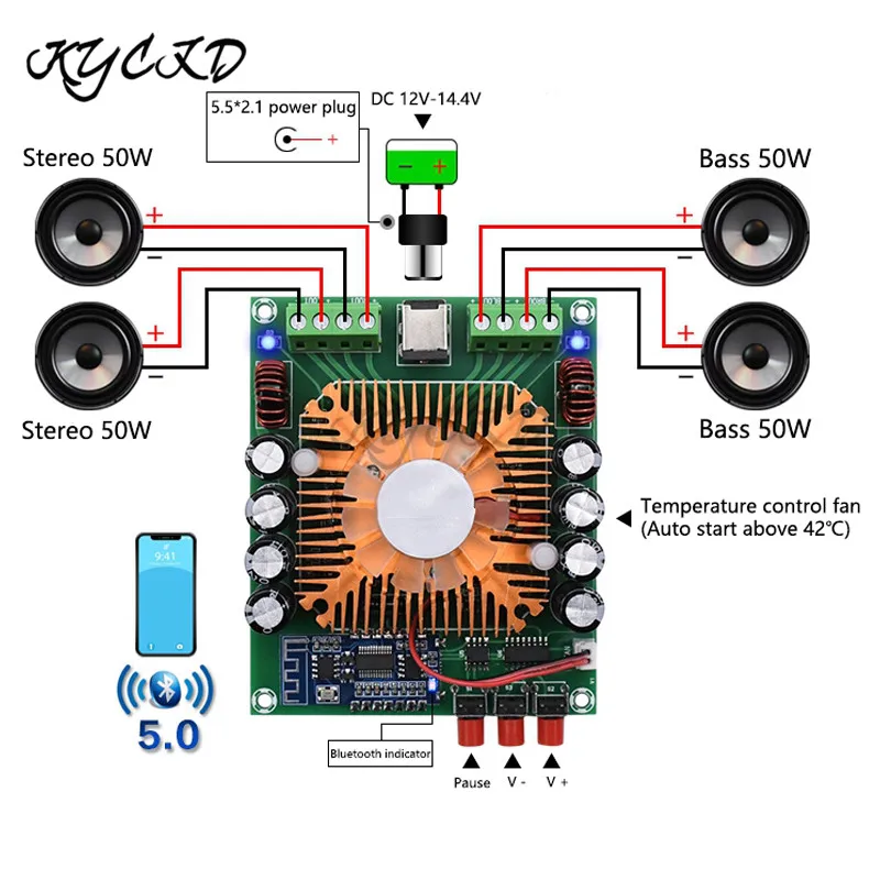 Плата усилителя Bluetooth TDA7850 XH-A373 4*50 Вт автомобильный усилитель цифровой стереозвук