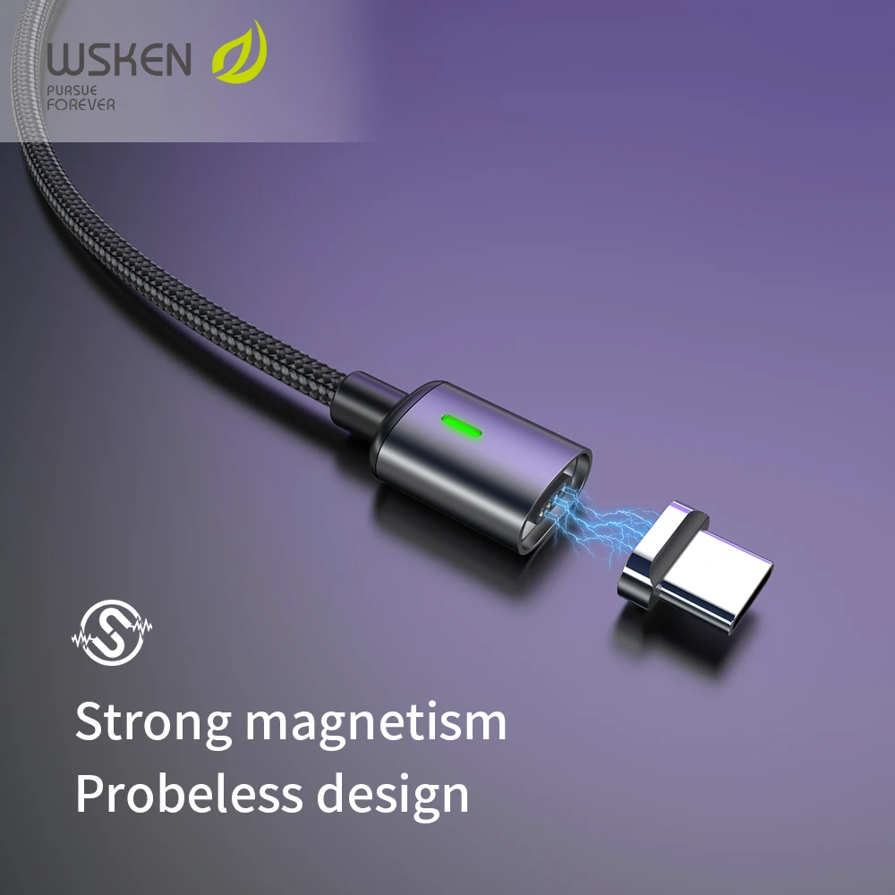 Магнитный usb-кабель Wsken, USB C, быстрая зарядка, USB type C, магнитное зарядное устройство для iphone, Micro usb, быстрая зарядка, Шнур USB для мобильного телефона