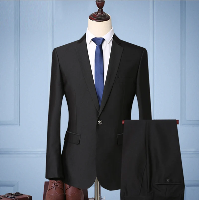 Куртка + брюки 2019 новые мужские деловые тонкие костюмы наборы свадебное платье костюм из двух предметов блейзеры пальто брюки жилет