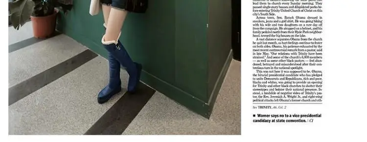 Зимние сапоги; женские сапоги; теплые сапоги выше колена с плюшевой подкладкой; сапоги на толстой плоской платформе; зимняя теплая обувь