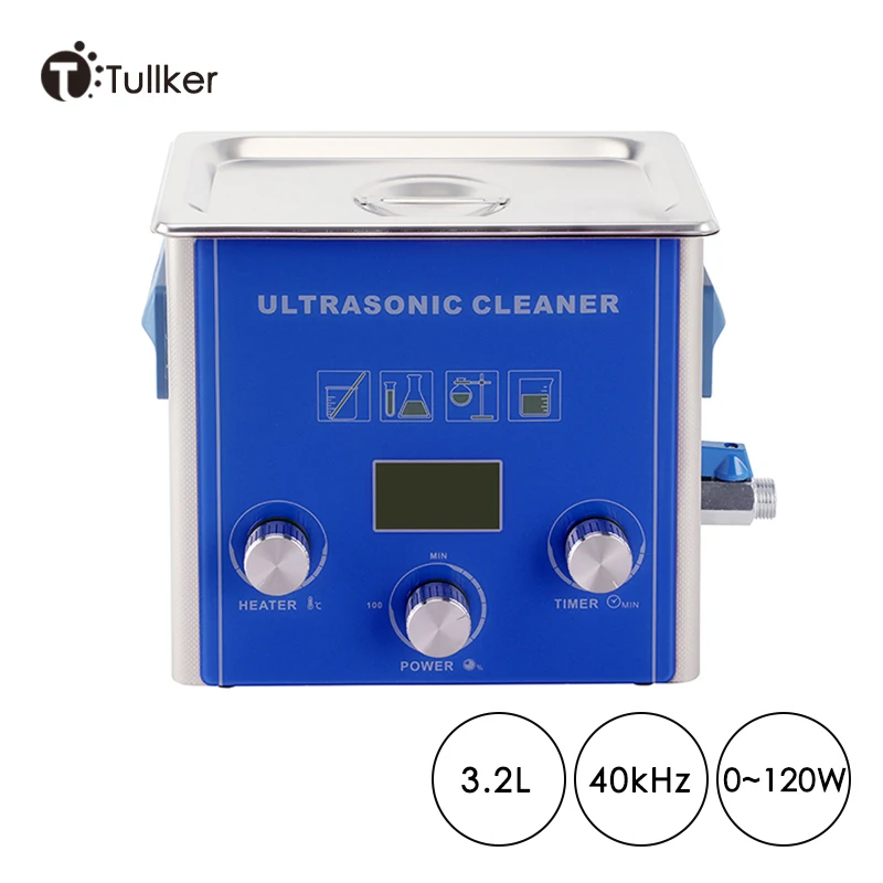 Power Adjust LCD Display Ultrasonic Cleaner 3.2L Glassware Metal