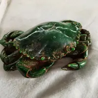 China's Old Jade Carved green Jade Crab 2