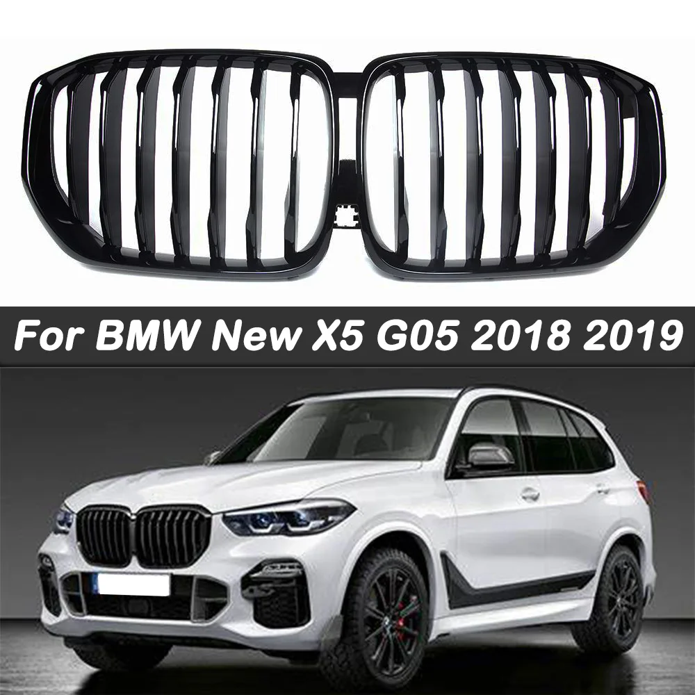 

1Pair Glossy Black Front Hood Kidney Grille Grill For BMW New X5 G05 2018 2019 Front Grilles Car Styling Auto Parts