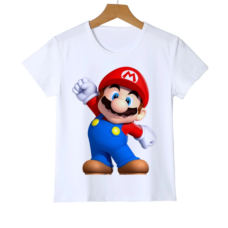 1 Детские футболки с принтом «Super mario bros» футболка для маленьких мальчиков и девочек с принтом «Mario» милые повседневные футболки для фанатов игр высокое качество, подарок для игры, Z37-1 - Цвет: 1