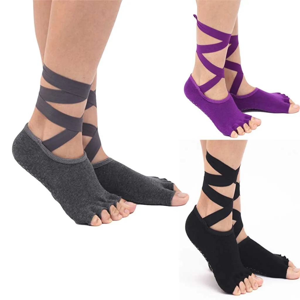 

1 Pair Women Sports Socks Open Toe Anti Slip Finger-separated Socks For Lady Gym Fitness Sport Ballet Dance Socks