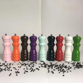 

Colorful Multi-purpose Cruet Kitchen Tool, Manual Salt and Pepper Mill with spare Ceramic Rotor ,Rubber Wood,kitchen accessories