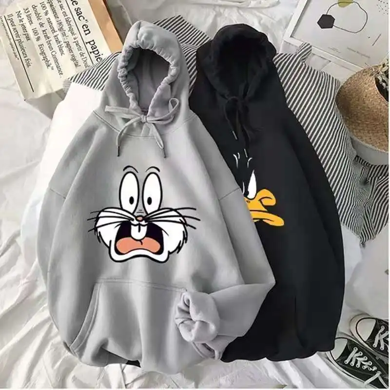 

Hot Hit Winter Print Rabbit 10 Colors S-3XL Oversize Harajuku Hoodies Women Long Sleeve Casual Couple Sweatshirts Autumn