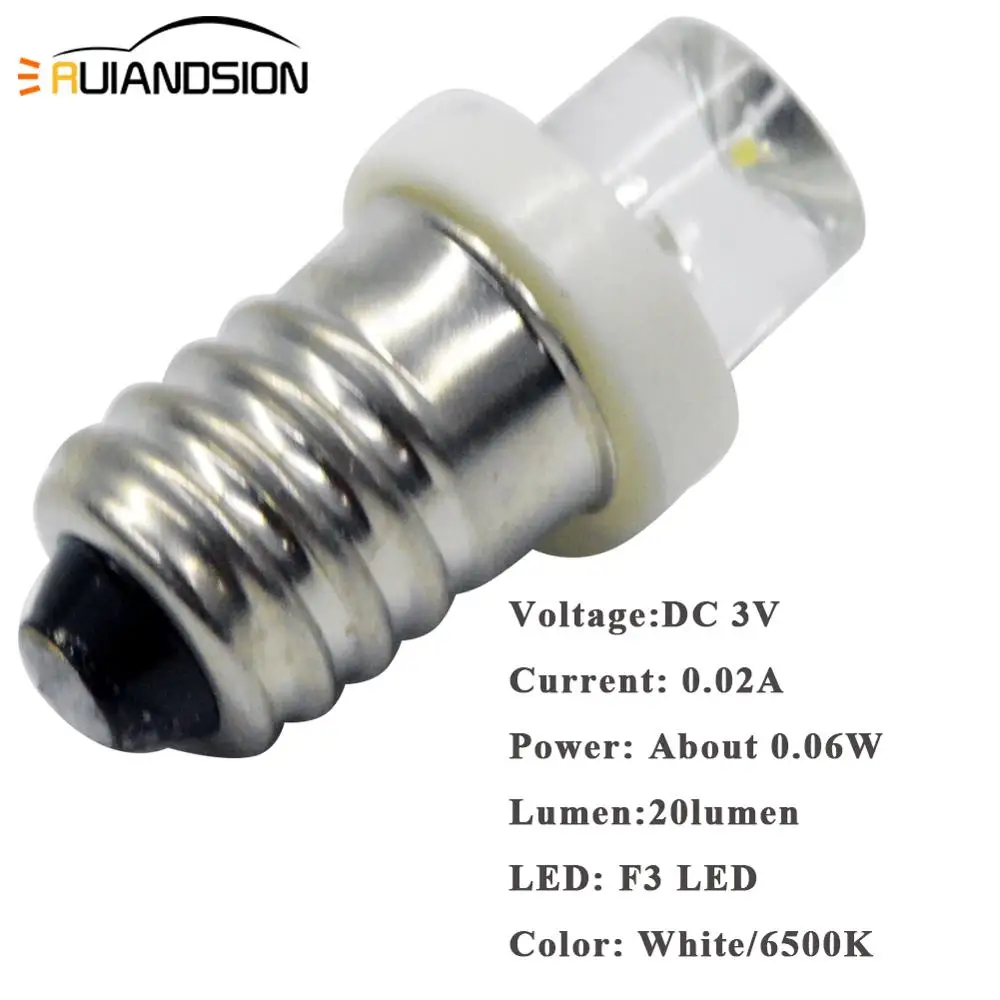 RUIANDSION-E10  F3 LED    ǥñ, 3V 6V 12V, ////Ķ, 50 , 