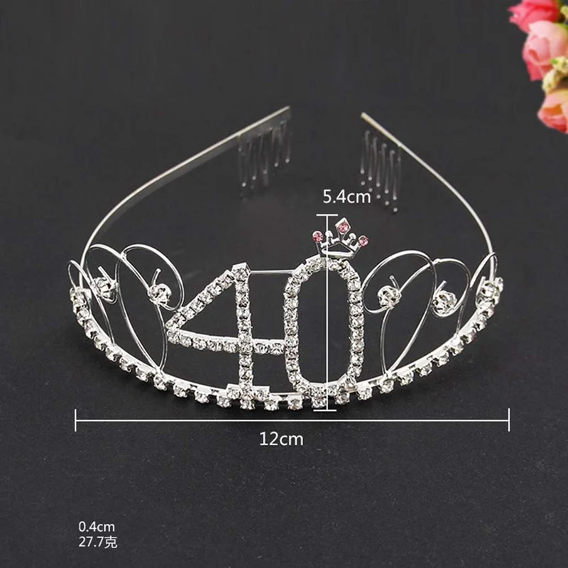 Серебряные стразы, тиара, корона, повязка на голову 13/16/18/21/30/40/50th