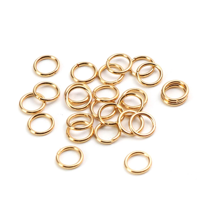 Anillos de salto abiertos de inoxidable, accesorio de 5mm de diámetro, 100 Uds. Anillo abierto redondo de oro para la fabricación de joyas, hechos a mano DIY|Piezas de cierre y