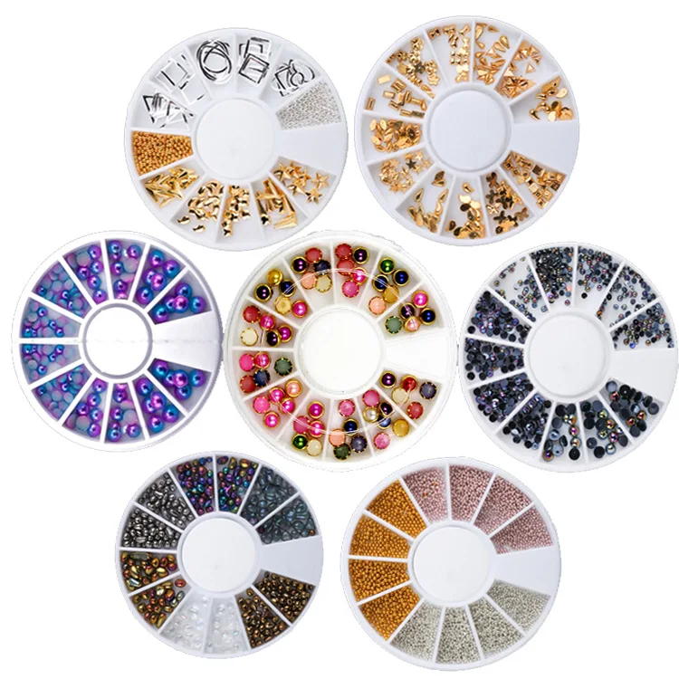 Manicure Hollow out Alloy Nail Decorations Hollow out Metal Rivet Nail Patch Crystal Rhinestone Symphony Pearl Mixed