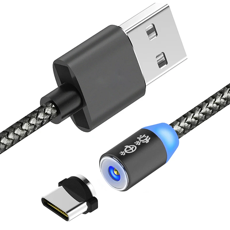 Микро Магнитный адсорбционный USB кабель нейлон USB синхронизация данных мобильный телефон Android кабель для зарядного устройства для samsung кабель данных - Цвет: Black-type-c