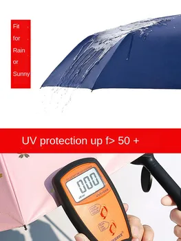 

E-FOUR 5 Fold Inverted Umbrella Windproof Automatic Folding Umbrella Teflon Coating Auto Reverse Umbrella with Leather Umbrella