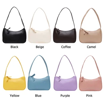

Pure Color Zipper Women Bags 2020 Pu Leather Handbags Luxury Retro Shoulder Bags for Women Designer Armpit Ladies Hand Bags Sac