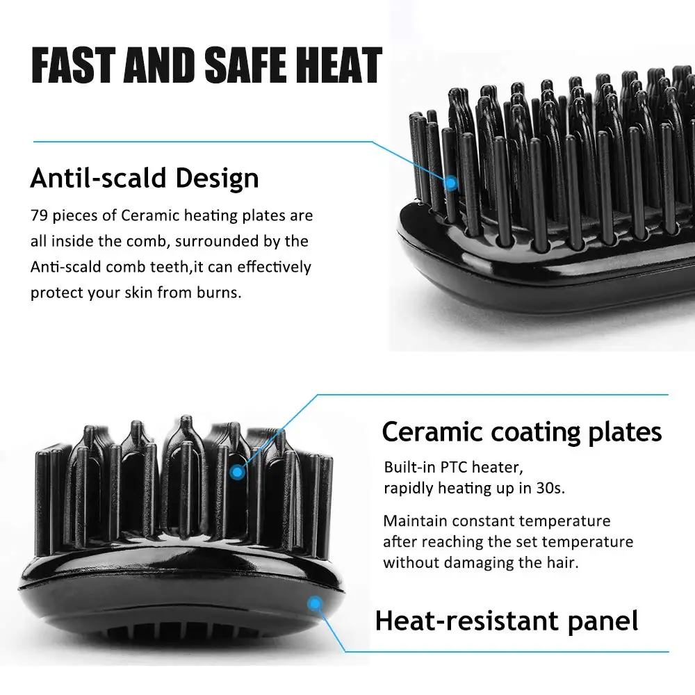 Быстрый выпрямитель для волос, щетка, инструменты для укладки, керамический нагрев волос, горячая расческа, выпрямитель, температурный дисплей, защита от ожогов, эффективный
