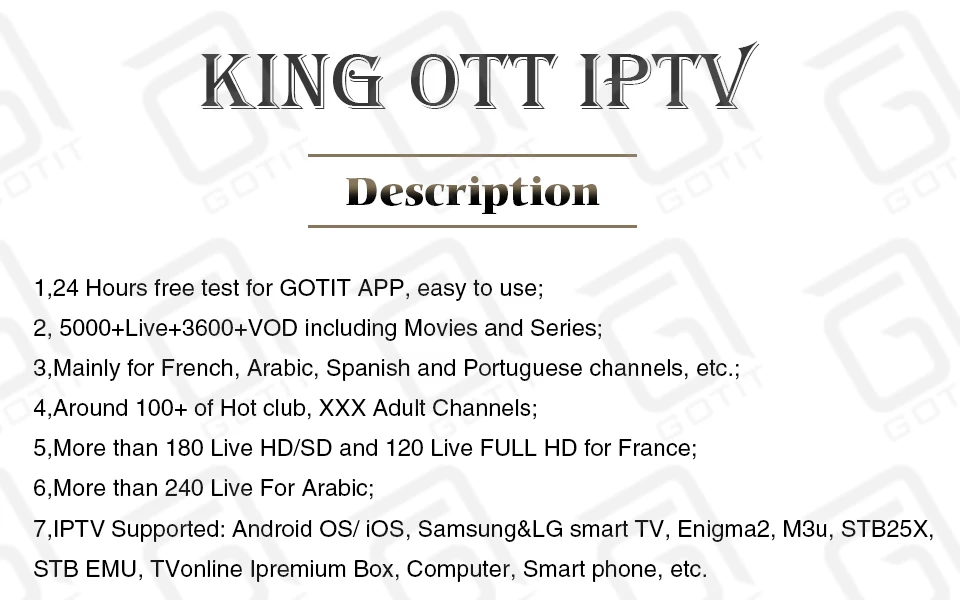 Sofobod R1 Android tv Box WiFi 4K 1 год Испанский Французский IP tv подписка GOTIT IP tv 5000Live+ 3500VOD King OTT IP tv для взрослых IP tv