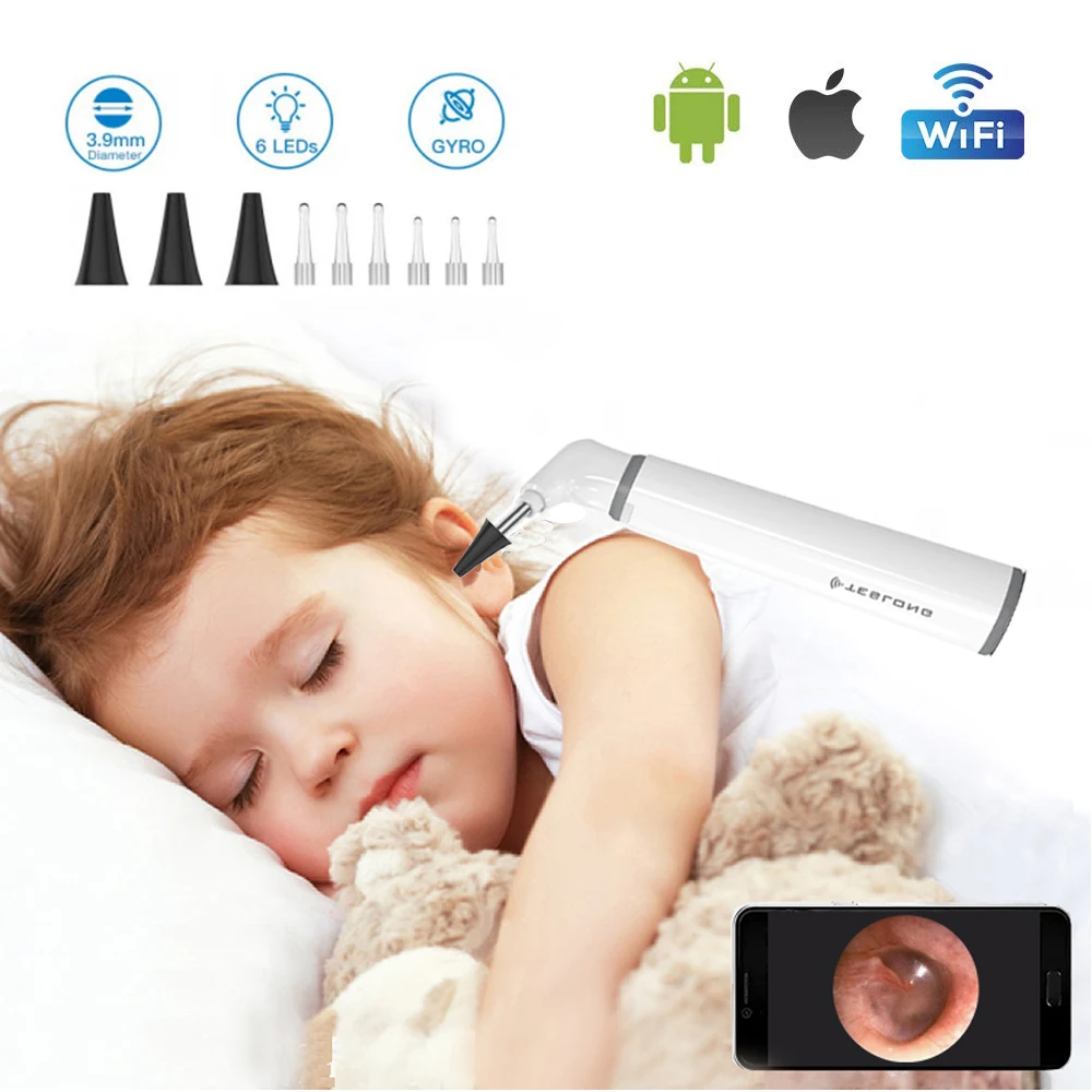 5 in1 Wi Fi ухо эндоскоп Camrea 1080p ухочистка наушник 3 9 мм осмотра уха Камера 1.0MP HD