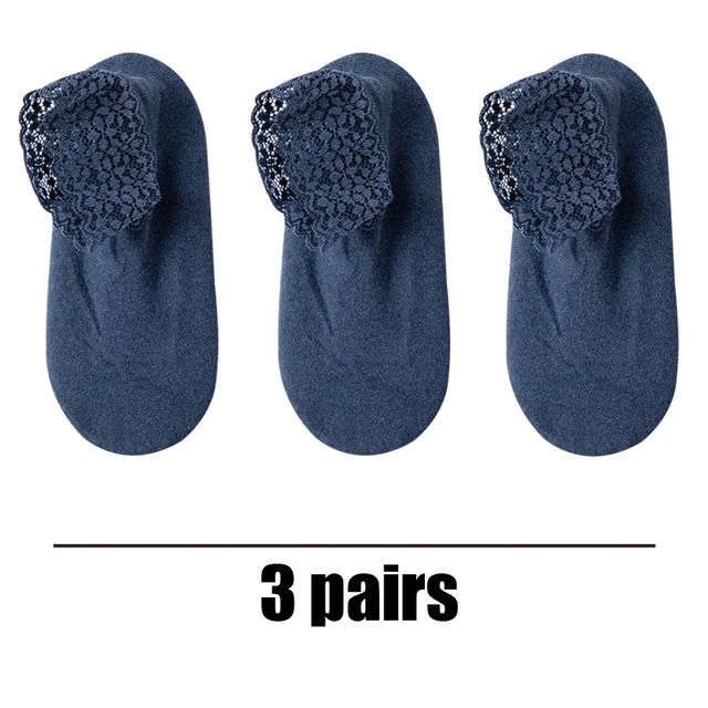 3 Pairs Women Winter Socks Warm Thicken Thermal Soft Solid Color Socks Wool Cashmere Snow Boots Velvet Lace Home Floor Sock Lavender