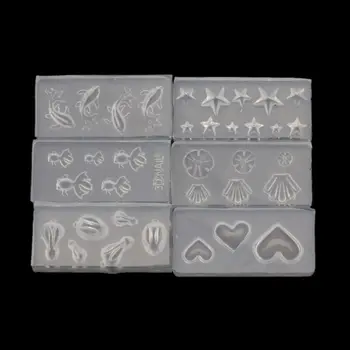 

6 Pcs/Set Mini Size Rabbit Star Goldfish Lotus Leaf Pendant Earrrings Water Dag DIY Resin Jewelry Mold Kit Jewelry Making Tool