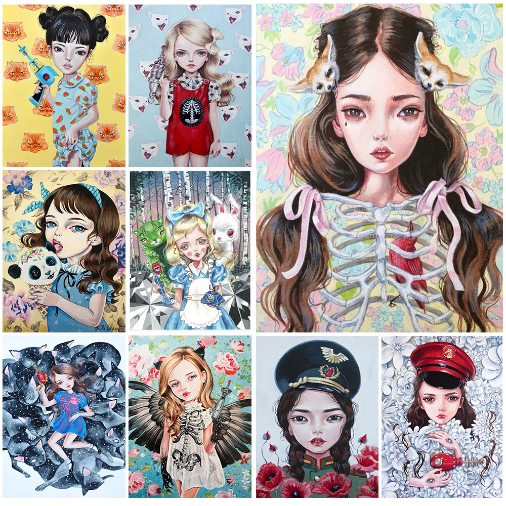 

Magic Little Girl Gothic Witchery Art Poster Fox Wall Art Canvas Painting Witchcraft Home Decor Posters and Prints Unframed