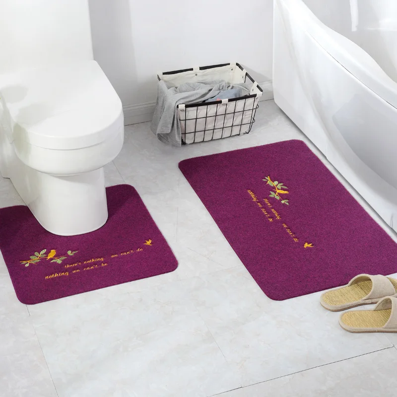 

Four Size Modern Style Bathroom Mat Rug 2pcs/set Water Absorbent Bathroom Carpet Pad For Toilet Anti-slip Bath Mat Floor Rug