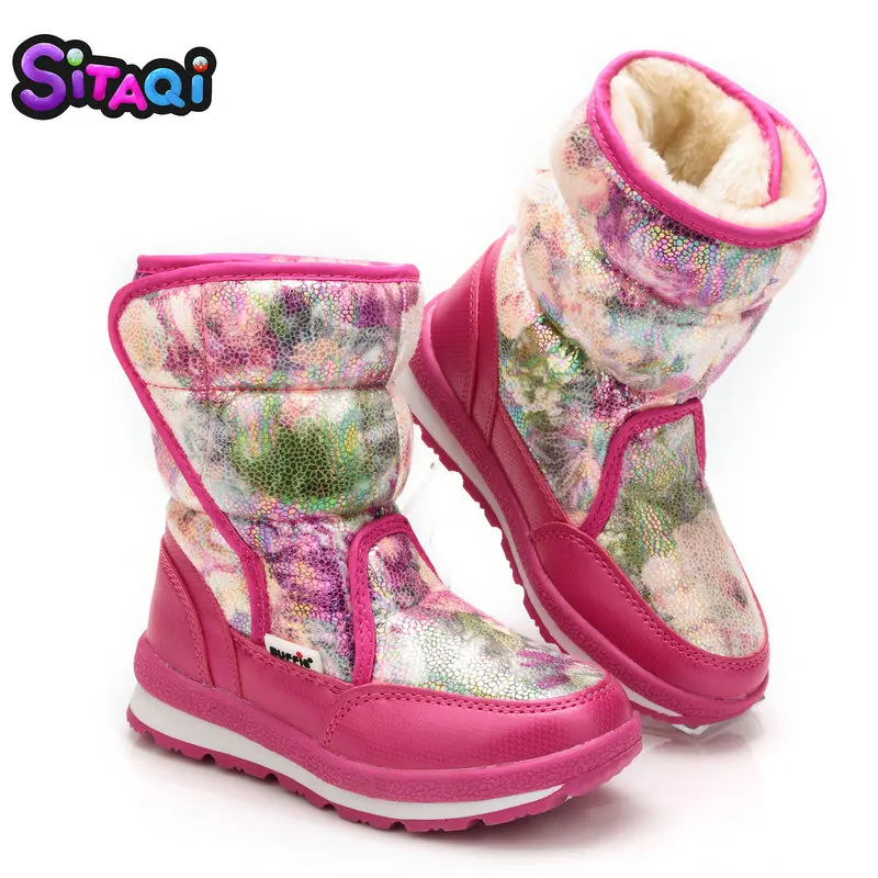 

2019 Winter Shoes Children's Snow Boots Warm Plush Fur Kids Non-slip Boots Daughter High Buckle Children Snow Boots JSH-M903