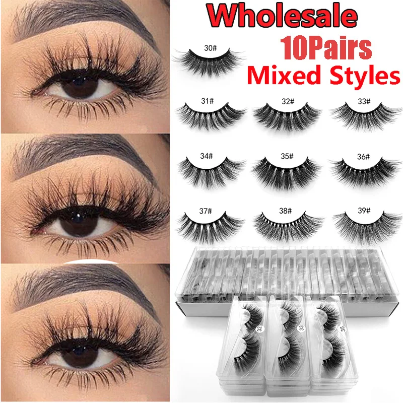 2020 Прямая поставка 10 пар смешанные стили натуральные накладные ресницы 3D