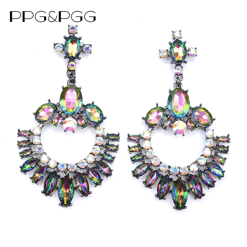 

PPG&PGG Luxury Bohemian Crystal Wedding Earring Engagement Charm Multi Color Good Quality Wholesale Dangle Earrings