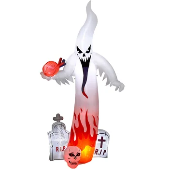 

UNOMOR 2.75m Halloween Inflatable Ghost & Tombstone Creepy Ghost Air Blown Up Model Yard Decoration with US Plug
