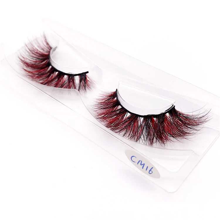 CM16 New color 3D luxury mink lashes wholesale natural long individual thick fluffy colorful false eyelashes Makeup Extension Tools - Цвет: CM16