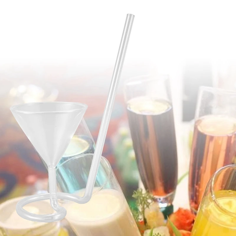 Creative Screw Spiral Straw Molecular Cocktail Glass Bar Party Wine Glass Martini Champagne Glass Wine Glass Charm