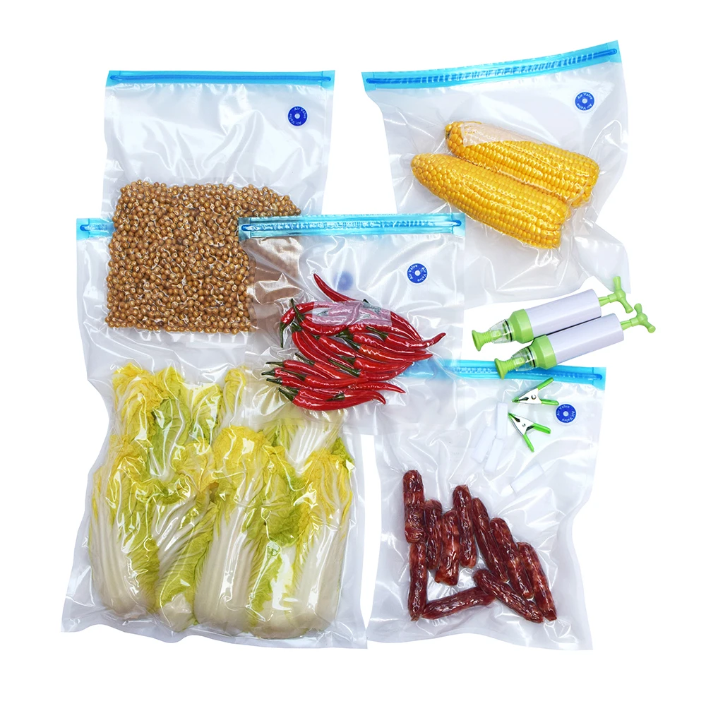 Reusable Vacuum Seal Bags for Food Freezing Storage with Hand Pump