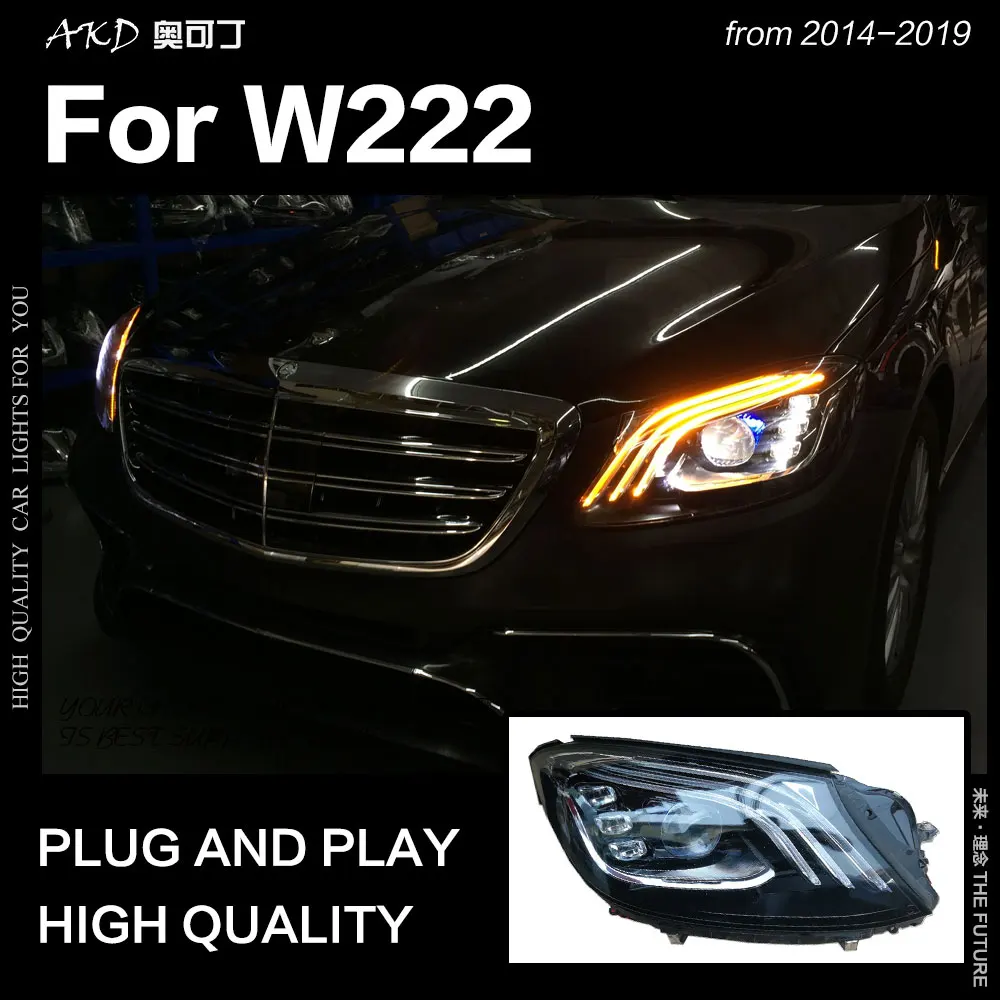 akd estilo do carro lampada de cabeca para benz w222 farois 2014 2019 s350 s400 w223