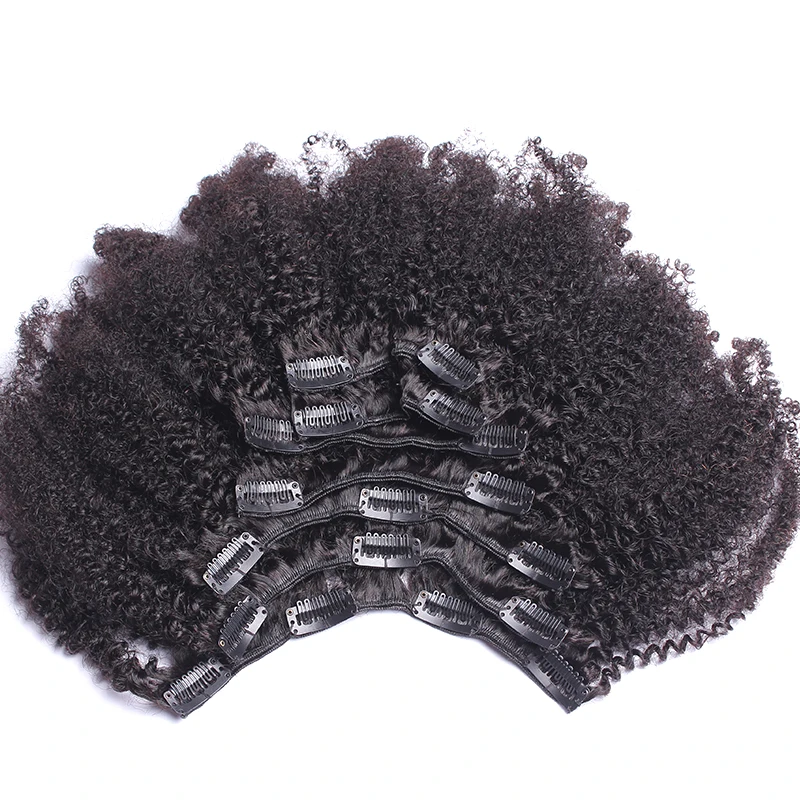  Afro Kinky Curly Clip In Human Hair Extensions 100% Human Hair Brazilian Remy Hair 4B 4C Hair Clip 
