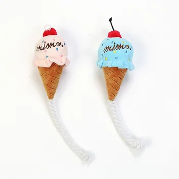 

Dog Toy Ice Cream Plush Weaving Toy Sound Making Bite Resistant Puppy Molar Pet Dog Supplies