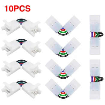 

10pcs/pack Right Angle Professional L Shape Connector Easy Install 5050 Fastener Buckle RGB 4 Pin 10mm LED Strip Light Adapter