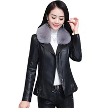 Новая куртка в уличном стиле с меховым воротником, женское утепленное пальто, большие размеры, куртка из искусственной кожи, осенне-зимние куртки женские пальто PP271