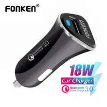 FONKEN автомобильное зарядное устройство Quick Charge 3,0 Автомобильное зарядное устройство портативное универсальное зарядное устройство для телефона быстрое USB интеллектуальное переключение мощности Светодиодный светильник