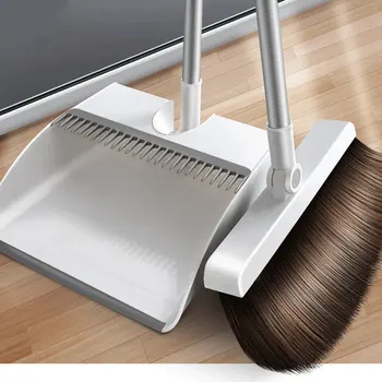 

Broom Set With Dustpan Household Cleaning Stainless Steel Broom Dustpan Combination Non-stick Hair Sweeping Artifacts Wiper Mops