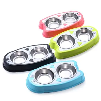 

Penguin Shape Double Dog Bowl Stainless Steel Pet Food Water Feeder Pet Supplies