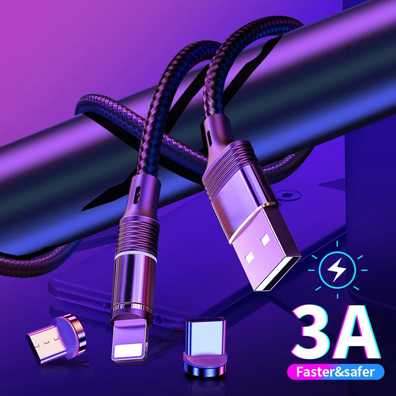 1/2/3M 3A Magnetic Charger Micro USB-C Type C Cables Fast Charging USB Cable Magnetic Charging Cable for Huawei iPhone Data Cord 5v 3a usb c Chargers