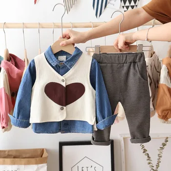 

Mihkalev Toddler Baby Girl 3Pieces Clothes Set 1-5Y Children Autumn Clothes Suit Vest +Shirt +Pants Kids Girls Tracksuit Outfits