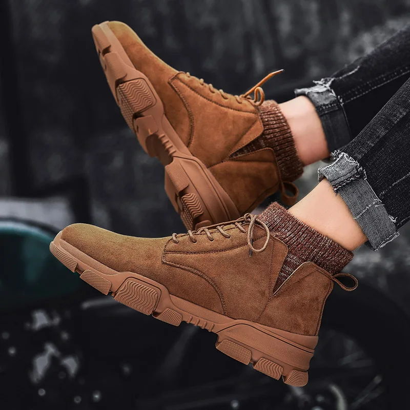 

Martin Boots Men's Autumn Workwear England Hight-top Shoe Mid-top Men's Boot Trendy Shoes Soft Bottom Combat Boots Leather Boot